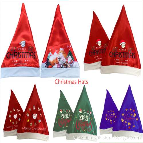 Festival Party Decoration Baby Hats Red Xmas Cap Milk Silk Soft Santa Hats Children Adult Classic Santa Christmas Hat
